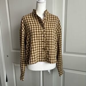 NWT Anthropologie FRNCH Cabana Button Down Gingham XS Cottagecore Farm Prarie